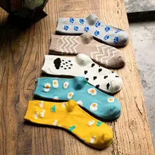 5 пар, женские милые хлопковые носки в стиле Харадзюку С мультипликационным принтом, чулочно-носочные изделия