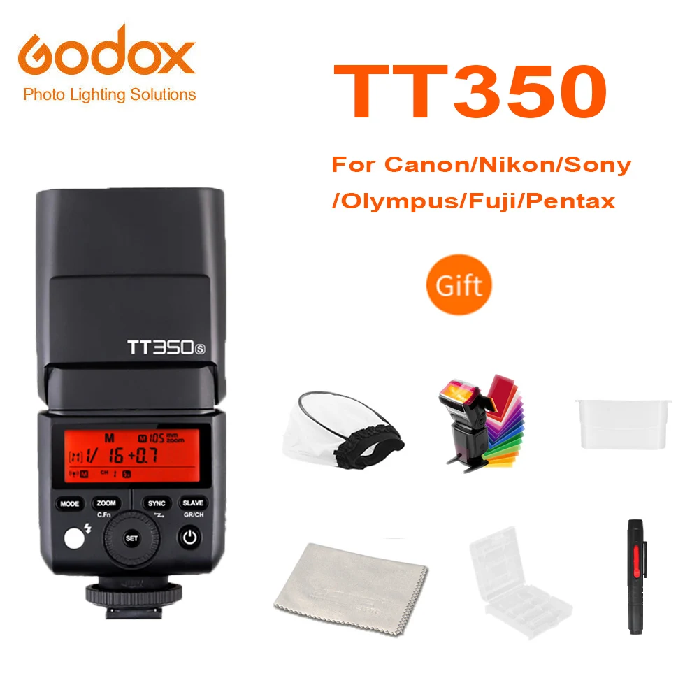 Godox Mini Speedlite TT350S камера Вспышка ttl HSS GN36+ X1T-S передатчик для sony беззеркальных DSLR камер A7 A6000 A6500 A7RII - Цвет: TT350S for Sony