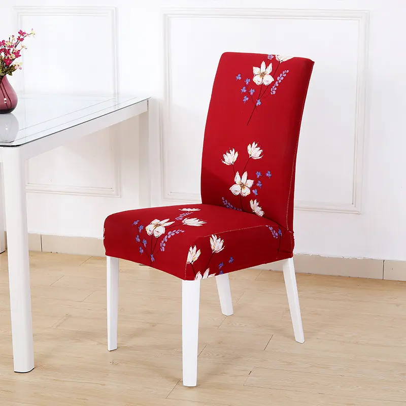 Red Flower Европейский Печатный пасторальный гостиничный стул вечерние чехлы на кресла стрейч чехол для свадьбы столовой гостиной спандекс банкета кухни - Цвет: Red Flower