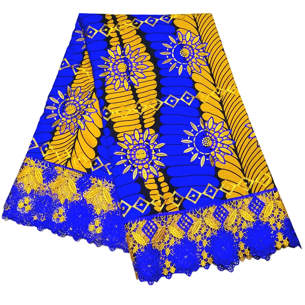 Голландский воск Африканский настоящий голландский воск африканская вышивка кружевная Ткань 6 ярдов \ Лот - Цвет: as picture