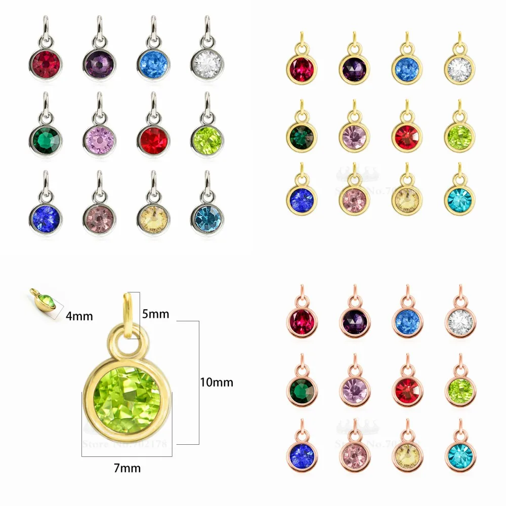 Scelta Multipla 12 Pz/Lotto Cristallo Birthstone Charms Compleanno Pietra Con Anello Aperto Charms Accessori Fai Da Te