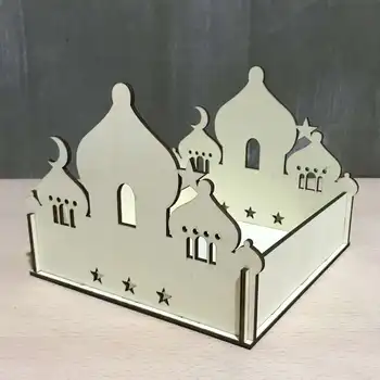 

Wooden DIY Self-Assembly Islamic Palace Puzzle Building Model Kits Eid Mubarak DIY Storage Box Ramadan Party Gifts Decorations