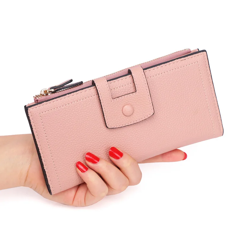 

ins buckle new ladies wallet multifunctional simple long clutch 2020 new long mobile phone wallet wallet for women