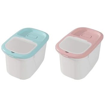 

2Pcs Rice Storage Container,10KG/22Lbs Rice Sealed Box with BPA Free Plastic and Insert-Proof Box - Pink & Green