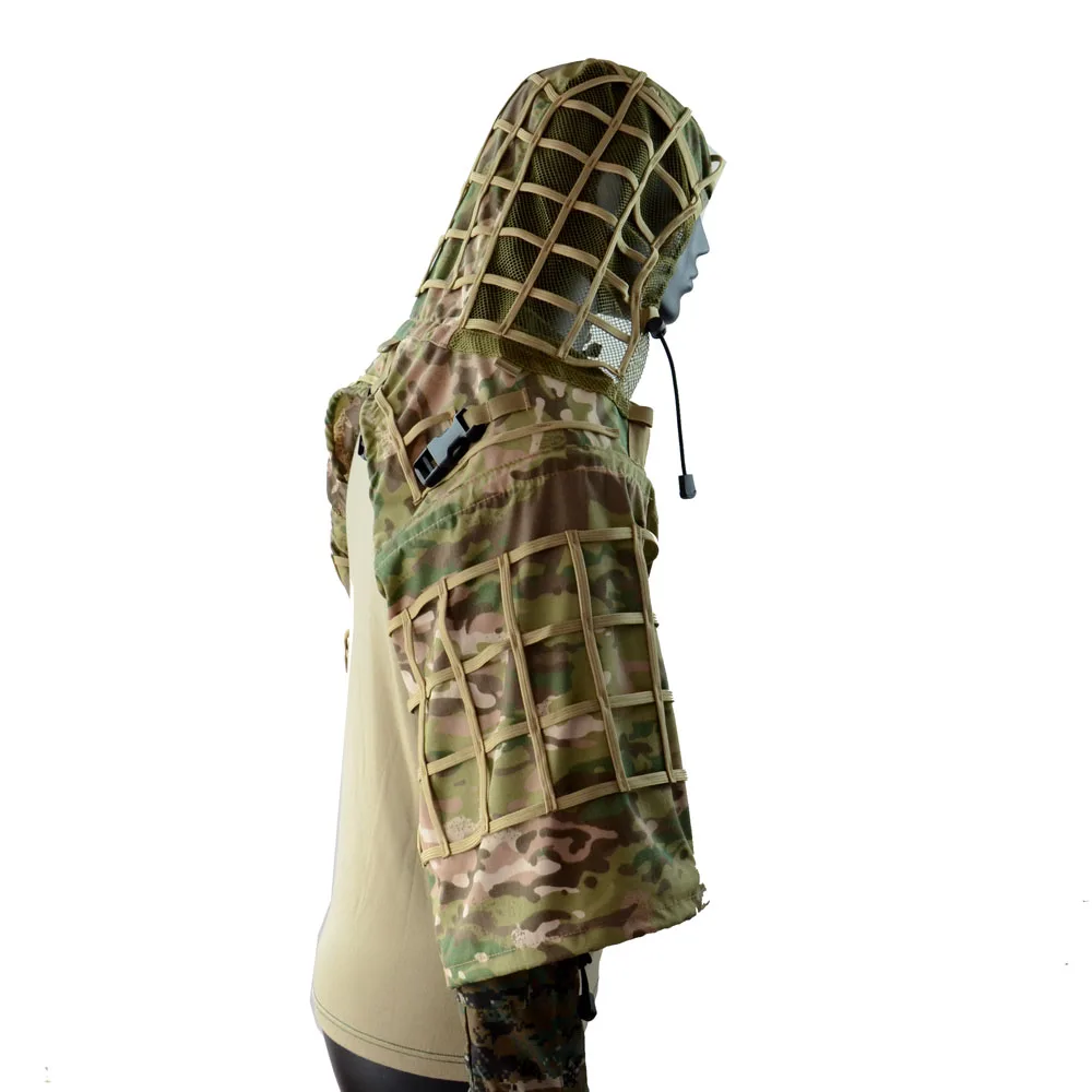 Камуфляжный костюм жилет с шапкой Мужская тактика снайперы износостойкая