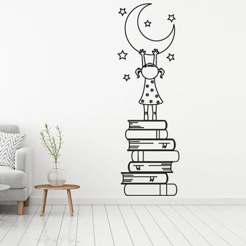 Детская книга виниловая настенная наклейка книги цитаты Читальная комната