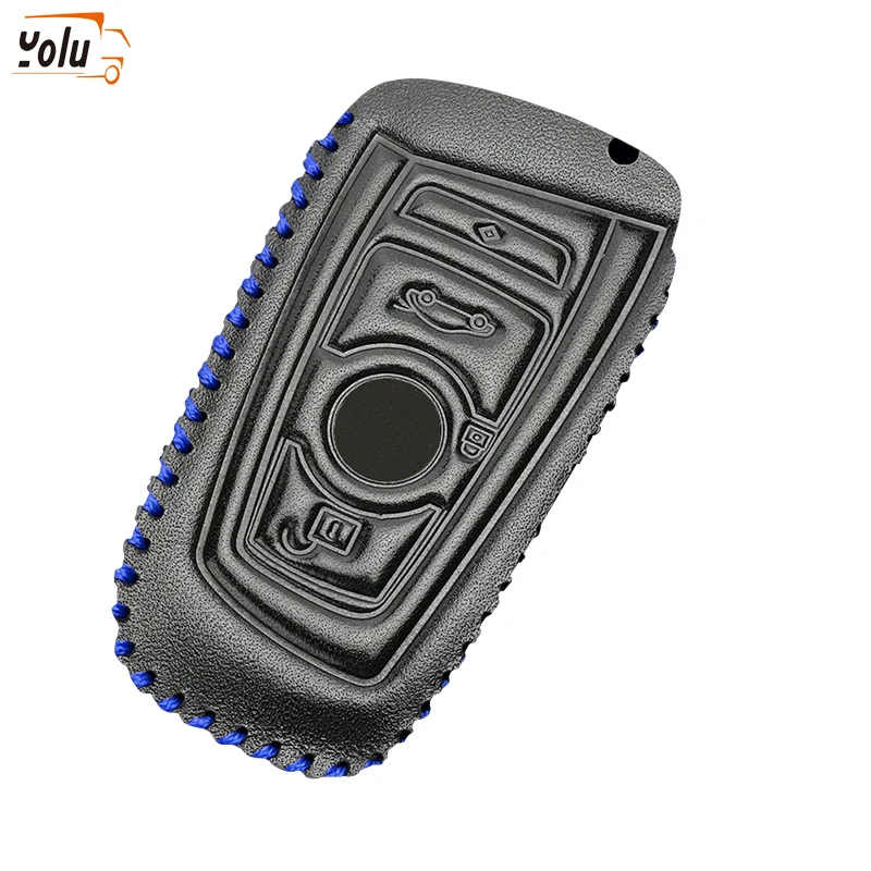 

YOLU for BMW X5 X6 Red/Black/Blue Leather Key Bag Car Key Case Shell Car Key fob Cover Leather Case