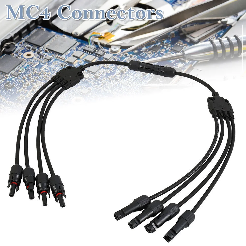 

1 Pair MC4 Solar Style Branch Y Adapter Connectors None to 4 Male and Female Solar Panel Cable Photovoltaic Connector or Adapter