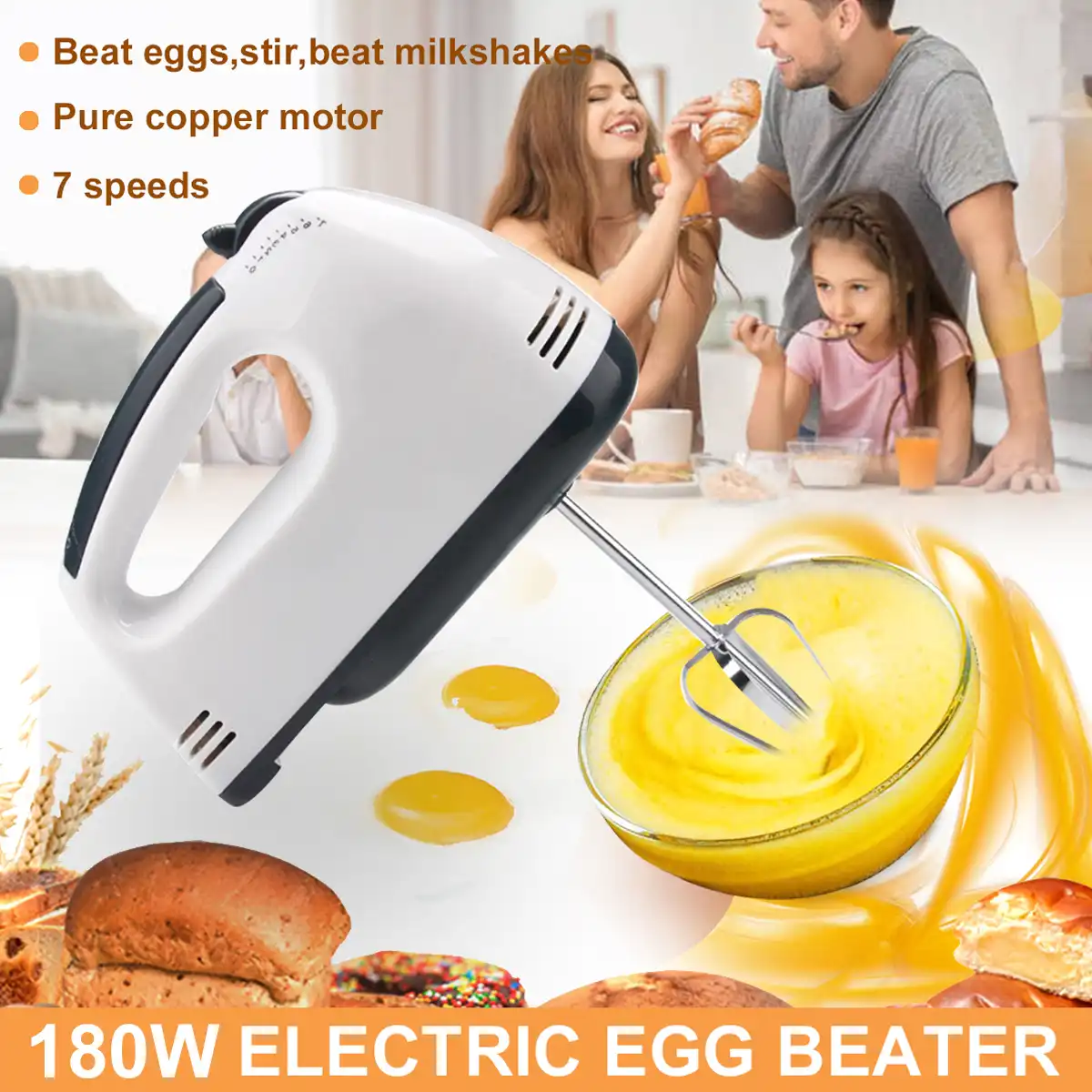 180w 220v 7 Speed Manual Mini Dough Hand Mixer Food Blender Handheld Food Processor Automatic Electric Kitchen Mixer Tools Food Mixers Aliexpress