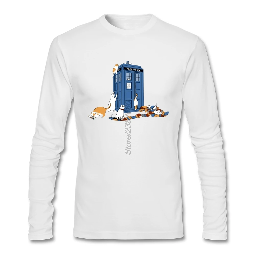 Hipster Doctor Who DR WHO T Shirt Undertale T Shirt Men Cotton Crewneck Long Sleeve Custom Funny T Shirts - Color: White