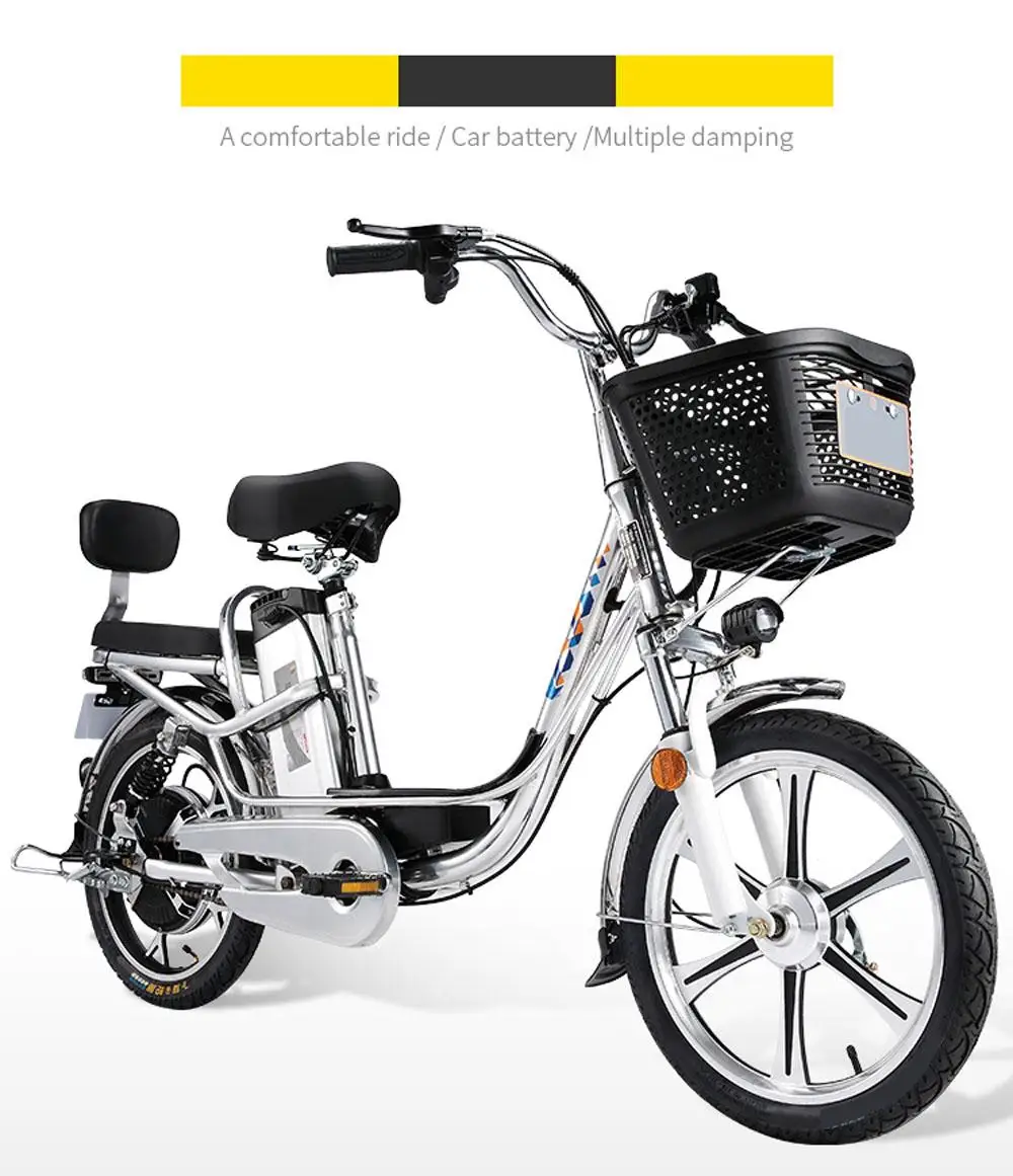 Adult Electric Bicycles Two Wheels Electric Bicycles 18 Inch 48V 350W Range 80KM Powerful Electric Bike Removable Battery