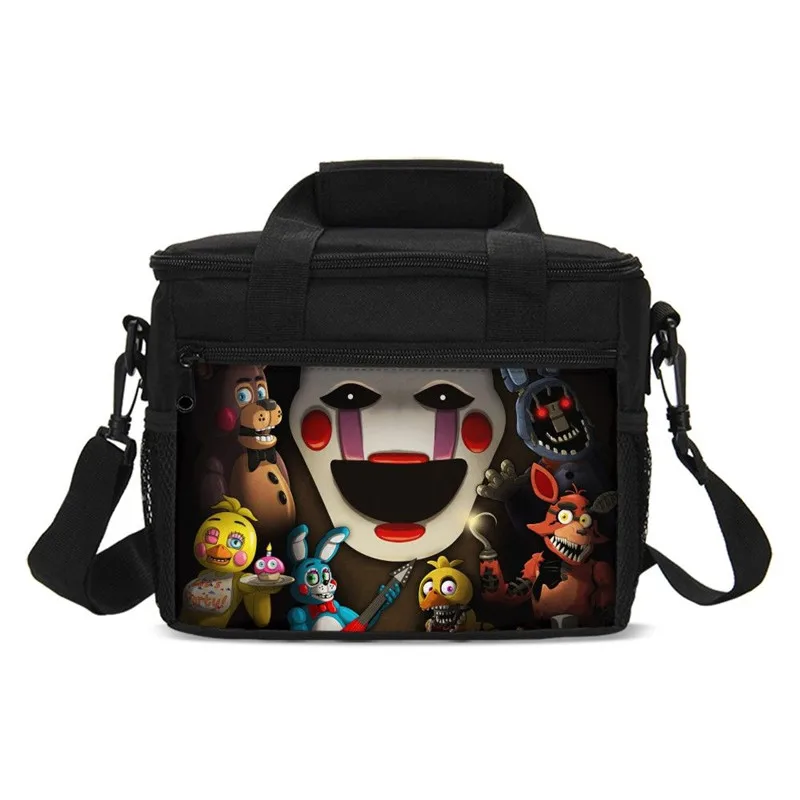 Five Nights At Freddy's Печатных Охладитель ланч бокс портативный Изолированные термопакеты для обеда еда пикника медведь Фредди сумка фигурка - Цвет: Черный