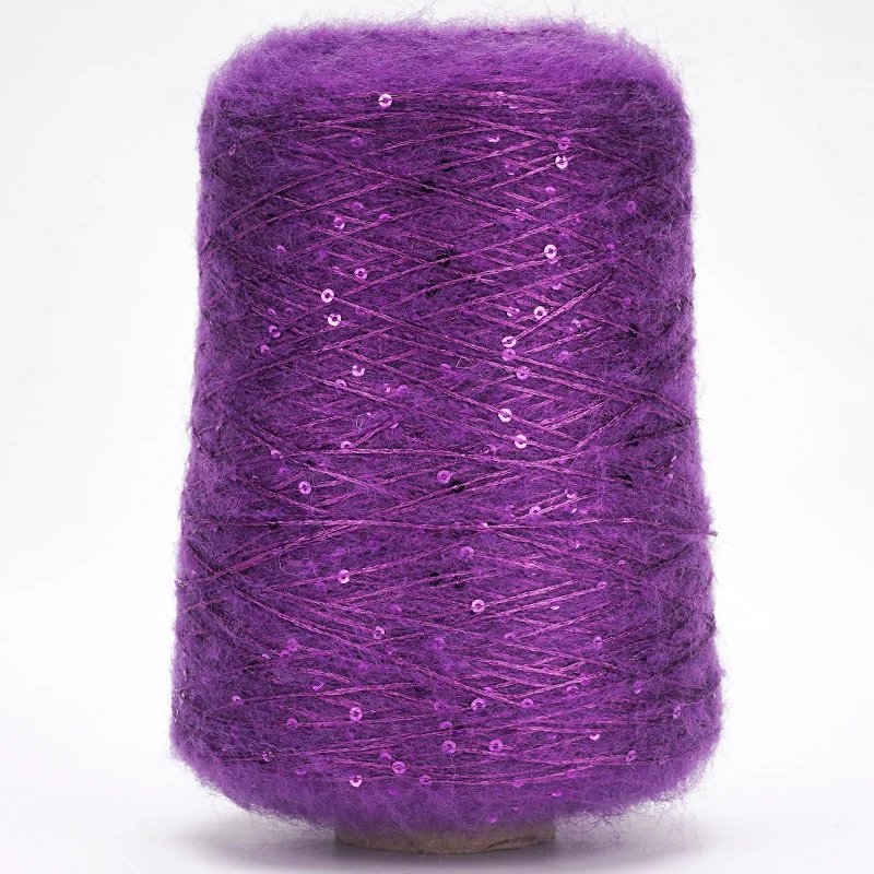 New 520g Soft Natural Colorful Plush Mohair Sequin Yarn for Knitting Ice Silk Metallized Yarn Weave Crochet Sewing Thread X5207 6