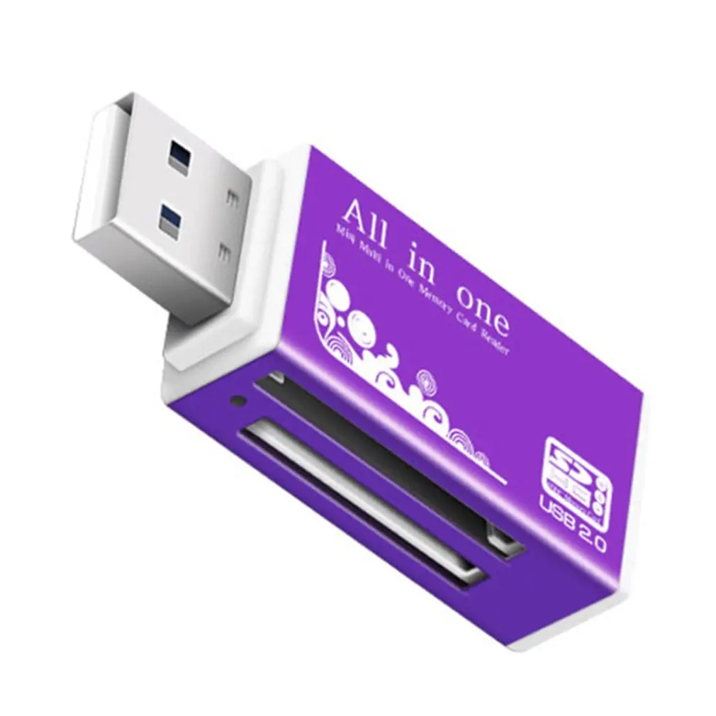purple 4 в 1 Micro USB 2,0 кард-ридер usb адаптер для Micro SD карты TF M2 MMC MS PRO DUO кардридер - Цвет: purple