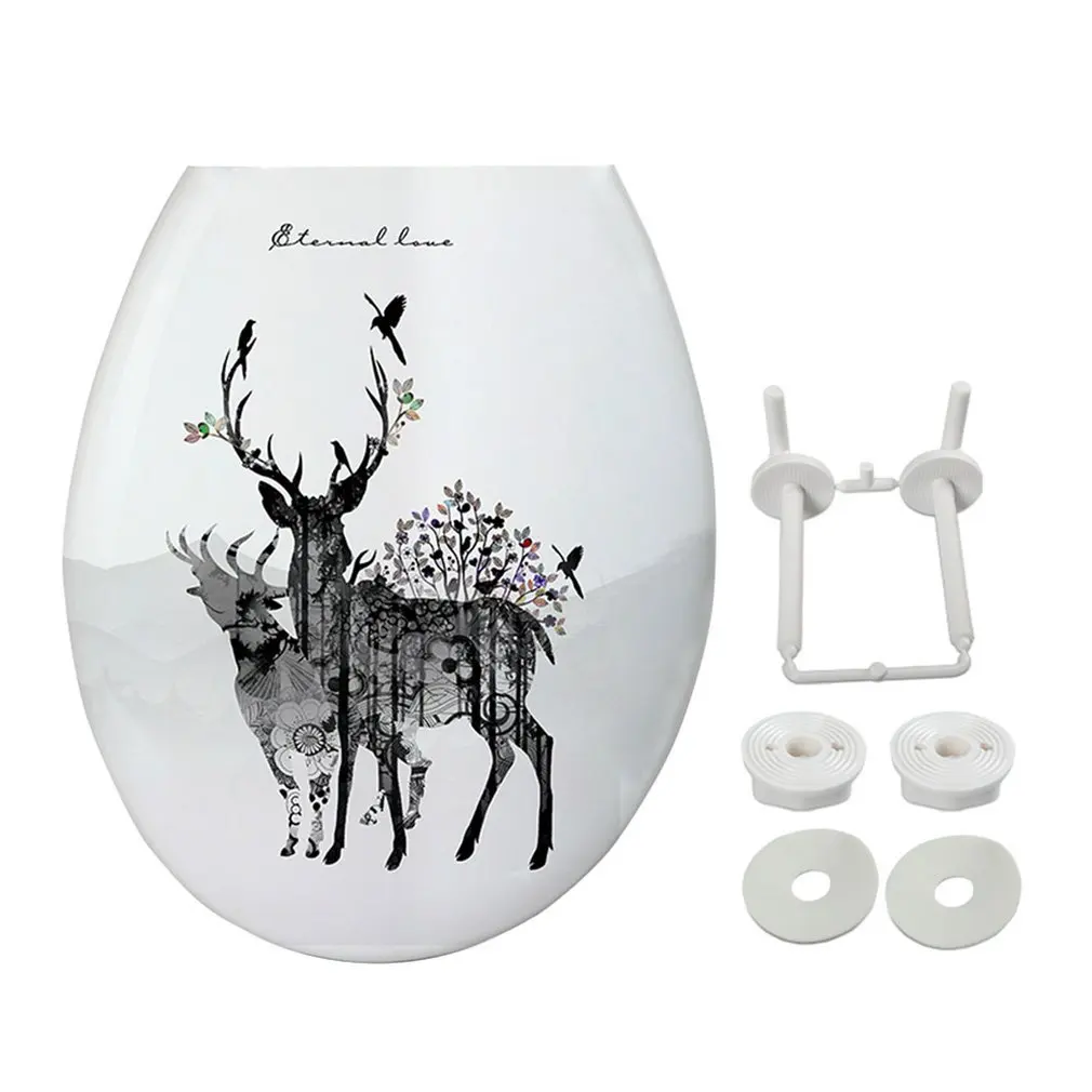 

18 Inch Universal U-shaped Toilet Seat Descending Toilet Seat Printing Thickening Pvc Toilet Cover Toilet Accessories