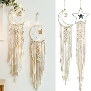 

1pc Hand Woven Star Moon Owl Tapestry Bohemian Dream Room Living Bedroom Nordic Wall Catcher Decorations Style W8I0