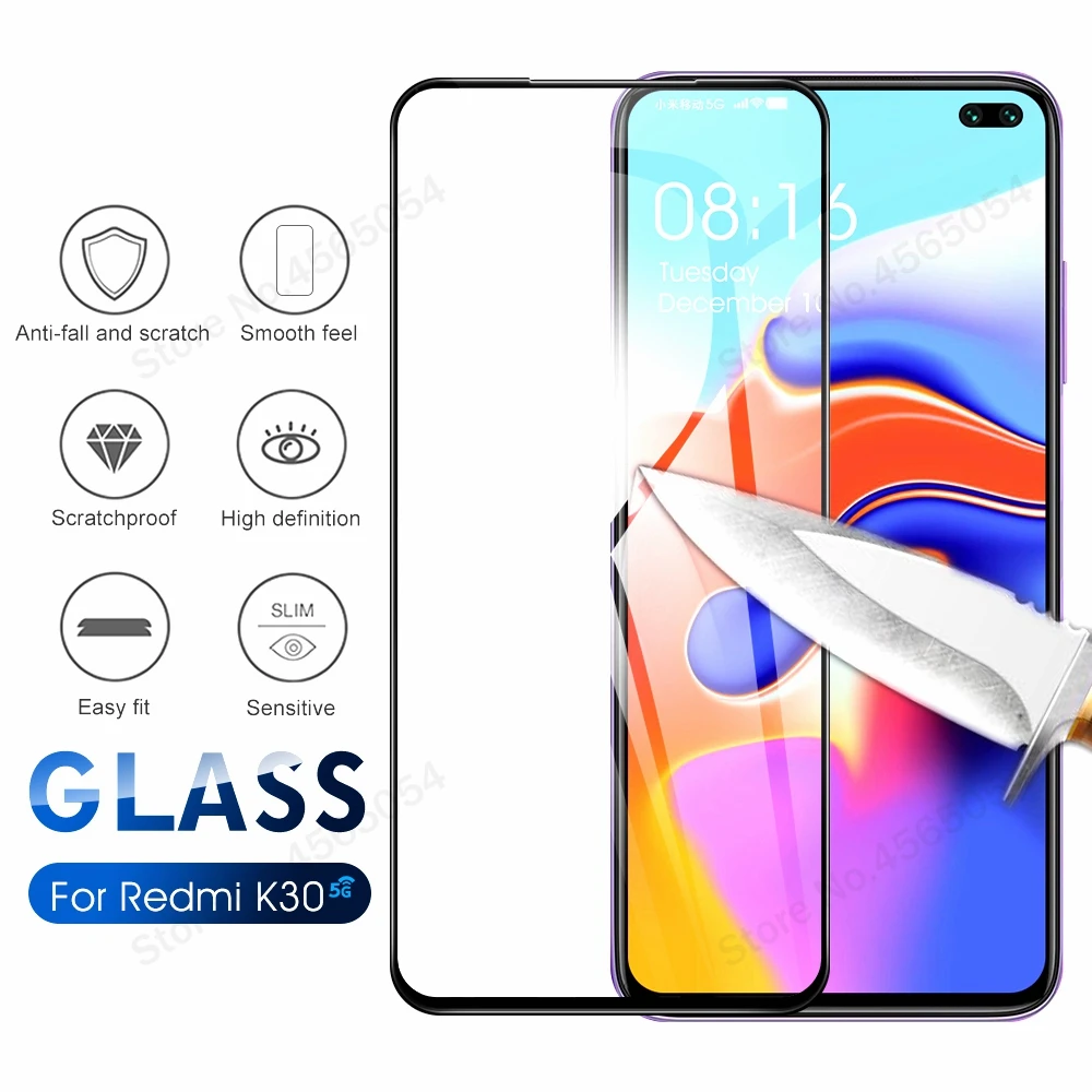 Закаленное стекло HD с полным покрытием для Xiaomi Redmi K30 защита экрана от царапин