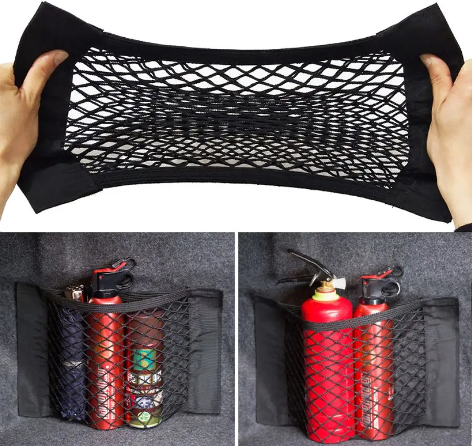 

Universal Velcro Sedan Trunk Organizer Rear Seat Back Cargo Mesh Net Flexible Nylon Car Storage Wall Sticker Pouch Bag Accessory