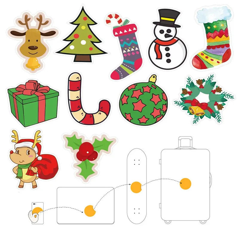 101 шт./компл. Merry Christmas наклейки уличные каракули стикер набор на Рождество День Водонепроницаемая наклейка из ПВХ