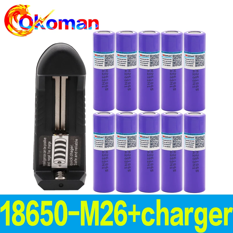 100% Новый оригинальный M26 3 7 v 2600mah 18650 литиевая аккумуляторная батарея для