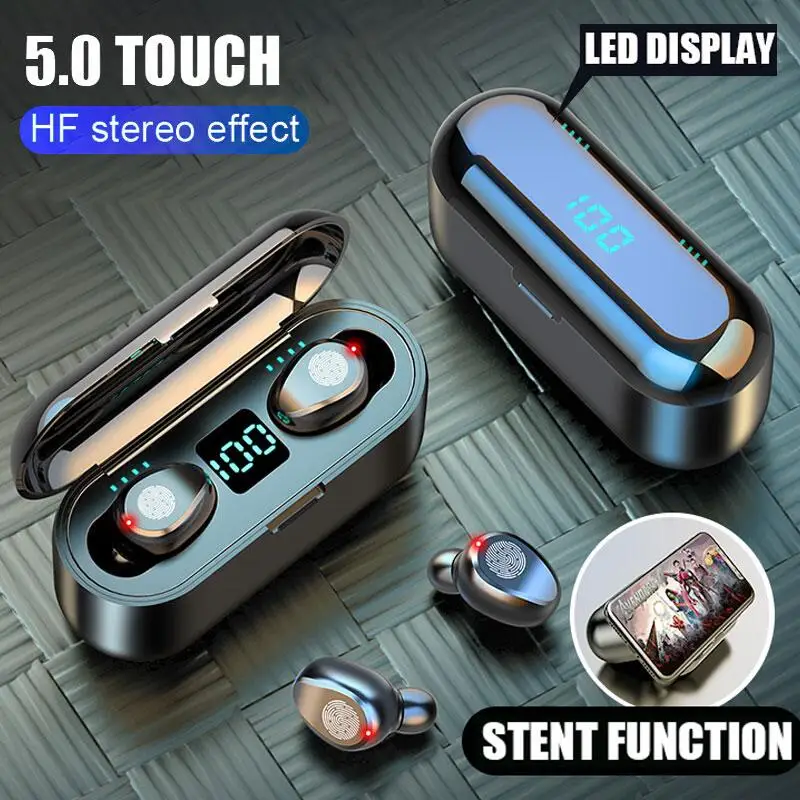 EWA Bluetooth Earphones TWS Wireless Bluetooth headphone LED Display With 2000mAh Power Bank Headset With Microphone