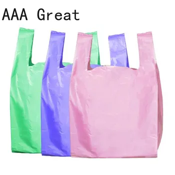 

Solid Supermarket Shopping Plastic Bags Clothes Shoes Vest Bag Gifts Cosmetic Bags Candy Store Pouches Wholesale Handle Storage