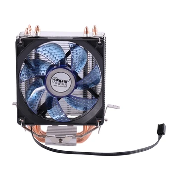 

HXHF 4 Copper Tube CPU Radiator Desktop Computer CPU Fan for 1155 AMD and Other General Models (3 Pin + 4 Tube with Light, Singl
