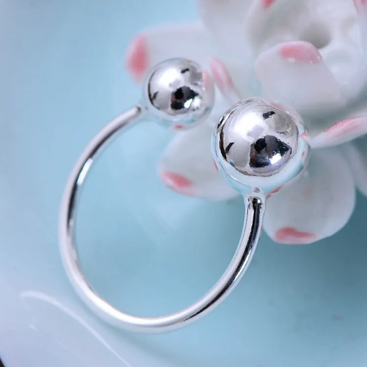 Boho Мода 925 пробы серебряные круглые бусины кольца для мужчин и женщин отпечаток кольца Обручение ювелирные изделия