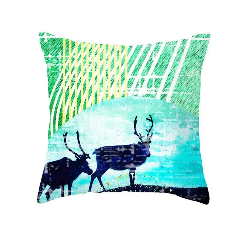 Чехол для подушки с изображением оленя и дерева, современный домашний декоративный чехол для подушки с изображением деревьев и цветов для гостиной - Цвет: 9