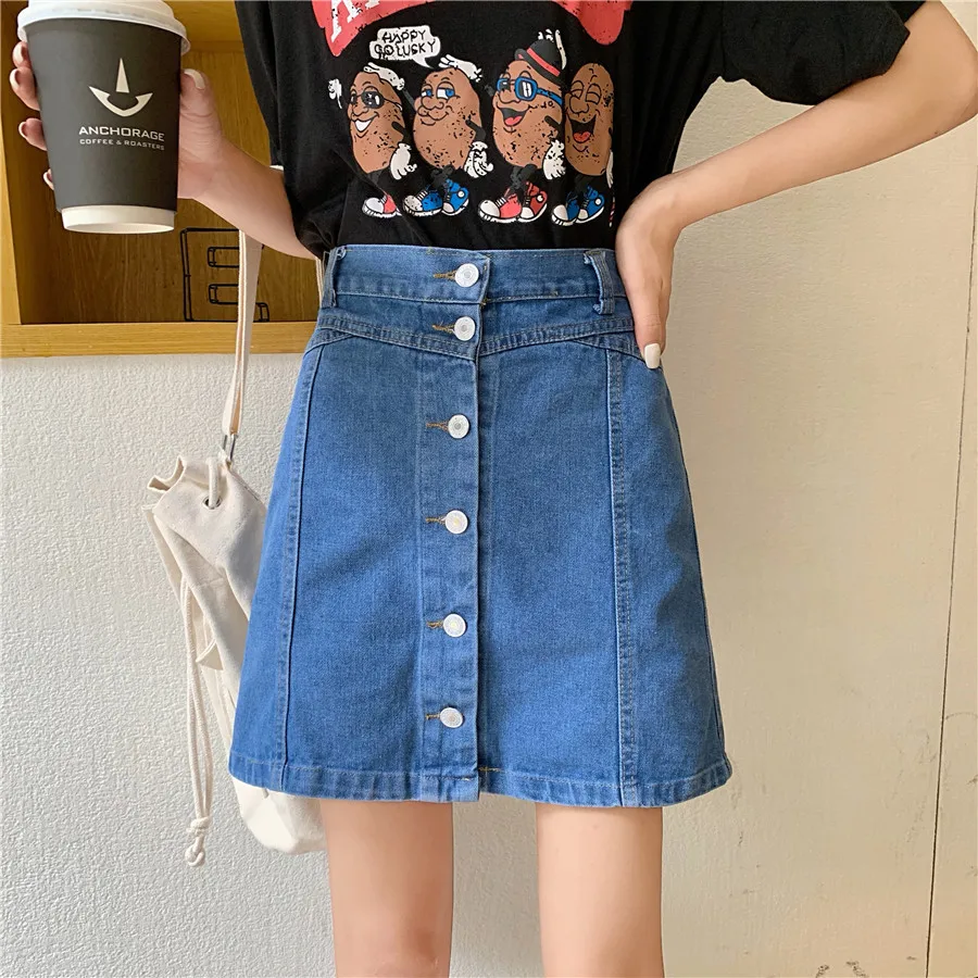 

Photo Shoot Denim Skirt Women's 2019 New Style High-waisted Skirt Versatile Slimming A- line Skirt Sub-Skirt