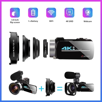 شراءكاميرا فيديو 4K كاميرا 16X 48 ميجابكسل واي فاي كاميرا ويب بث مباشر لyoubute 3.0 بوصة تعمل باللمس نايتشوت UHD مسجل Handycam