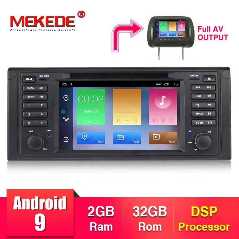 Discount HD 1024X600 1DIN Android 9 2+32G Car DVD PLAYER For BMW X5 E53 E39 GPS stereo audio navigation multimedia screen head unit 0