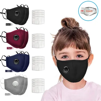 

Fast Delivery Filter Washable Mouth Mask With Valve Kids Children Breathable Reusable Face Masks Dustproof Windproof Mask