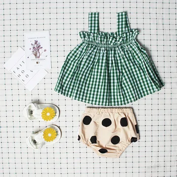 

2PCS WLG Baby Girls Outfits Summer Plaid Strap Dress and Short Set Toddler Casual Clothes for 1-5 Years