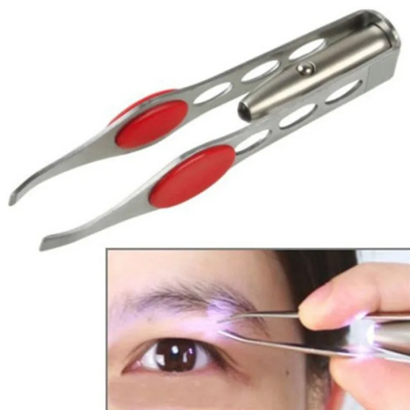 Professional Led Eyebrow Tweezers With Light Stainless Steel Makeup