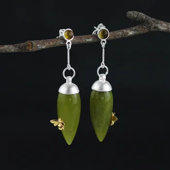 Natural Tourmaline Olive Jade Earrings3