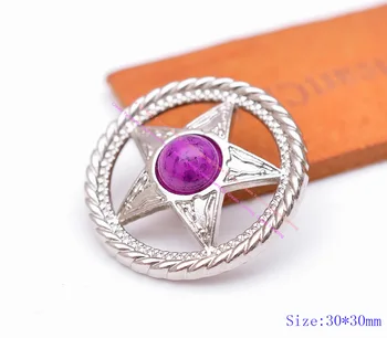 

10PC 30MM Silver Western Texas Ranger Star Leathercraft Handbag Belt Stone Bead Saddle Concho Accessories