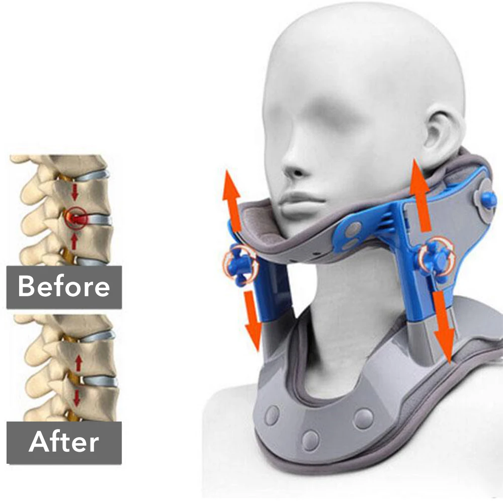 Dispositivo de Tração Aquecimento Pescoço Cervical Ajustável Colar Maca Coluna Corrector Cinta Suporte Aparelho 17 Colar cervical