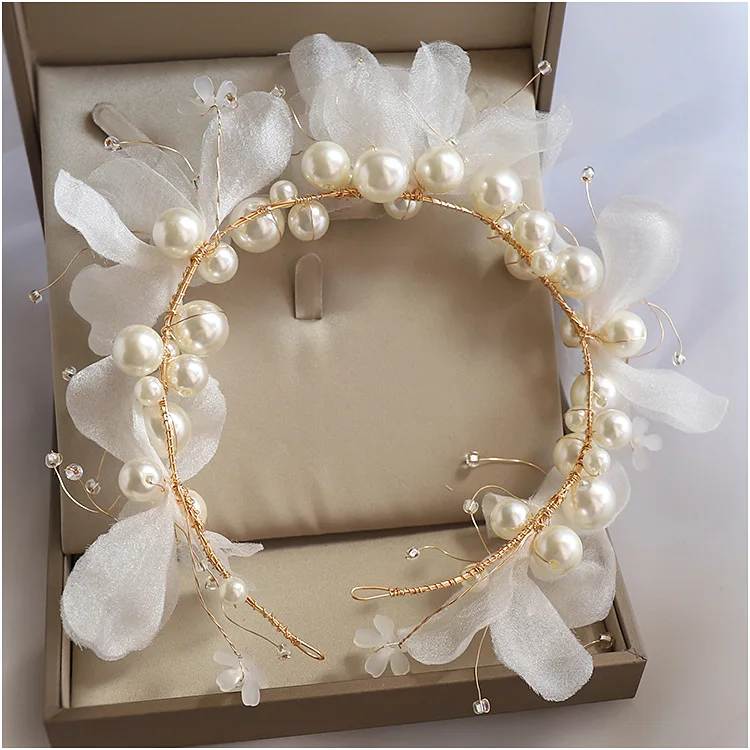 wedding Bride Headdress Hair Bands Immortal Beaded Flower Girls Ornament Pearl earring Hair Accessories set jewelry set hair accessory bridal headwear
