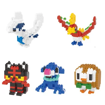 

Lovely cartoon game figures building bricks poke sun moon micro diamond block Ho-Oh Lugia Litten Rowlet popplio nanobricks toys
