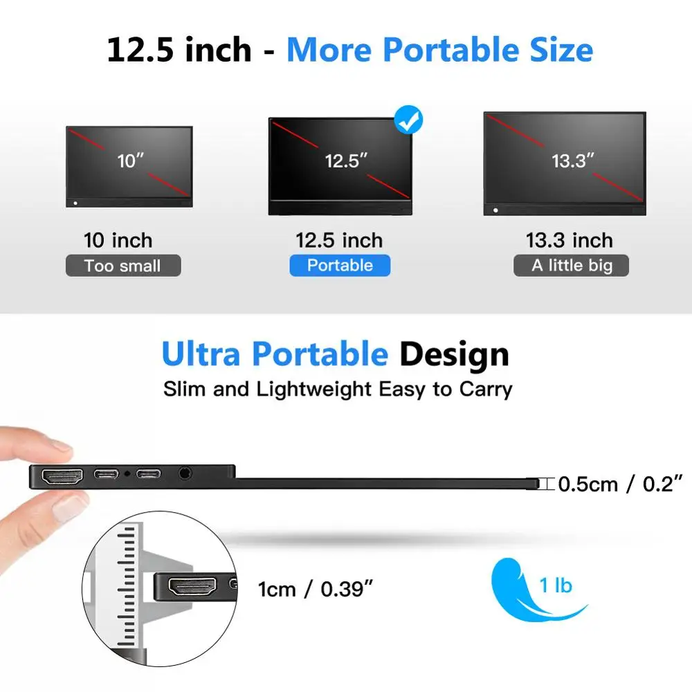 Eyoyo EM12R 12 5 LED USB Type C Hdmi gaming monitor ips 2K QHD 2560X1440 display 3