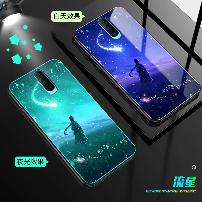 6 YueTuo светящийся чехол из закаленного стекла для oppo realme x lite 3 pro 3pro find x f11 k1 k3 3d роскошный чехол для телефона - Цвет: 6