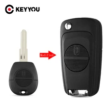 KEYYOU-carcasa de llave de coche, funda de repuesto para Nissan Micra Almera Primera x-trail, funda de llave a distancia FOB, 2 botones, hoja A32 A33