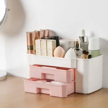 

Makeup-organizer Plastic Cosmetics Box Large Makeup Holder Nail-Polish Organizer Swabs-Holder Bathroom Jewelry Storage Box