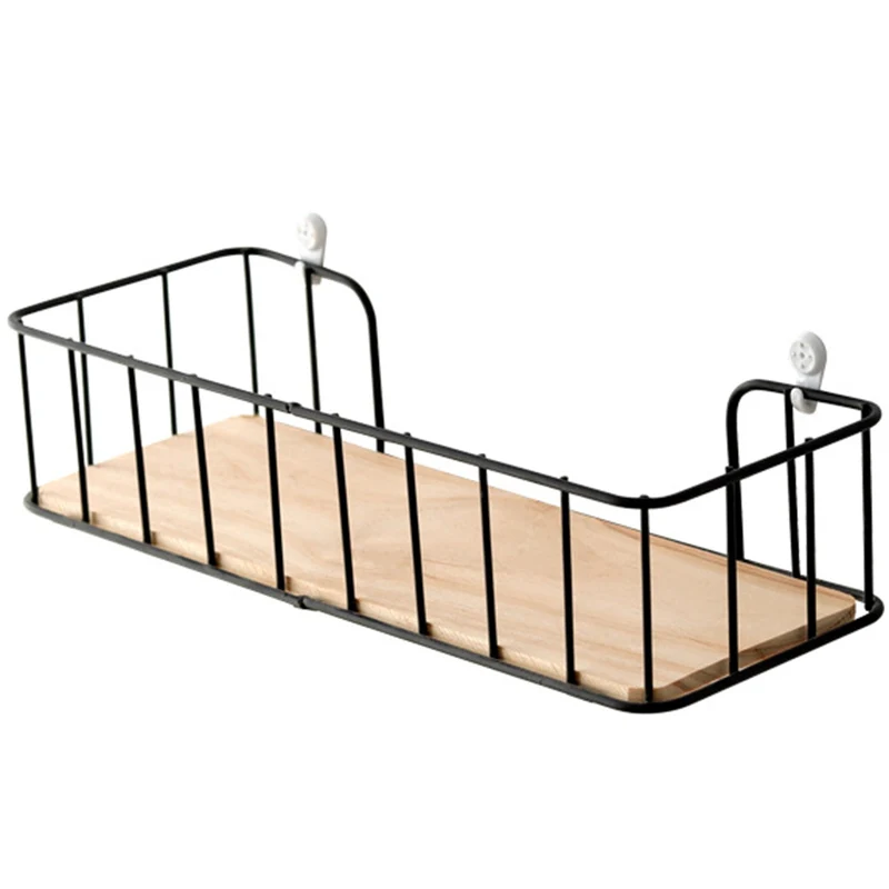 

Wooden Iron Wall Shelf Wall Mounted Storage Rack Organizer for Bedroom Kitchen Home Decor Kid Room Wall Decoration Holder