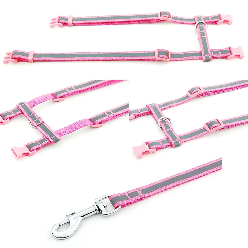 Reflective Nylon Cat Pet Collar Harness Leash Adjustable Bright Kitten Puppy Halter Collar Dog Pet Harness Belt 4