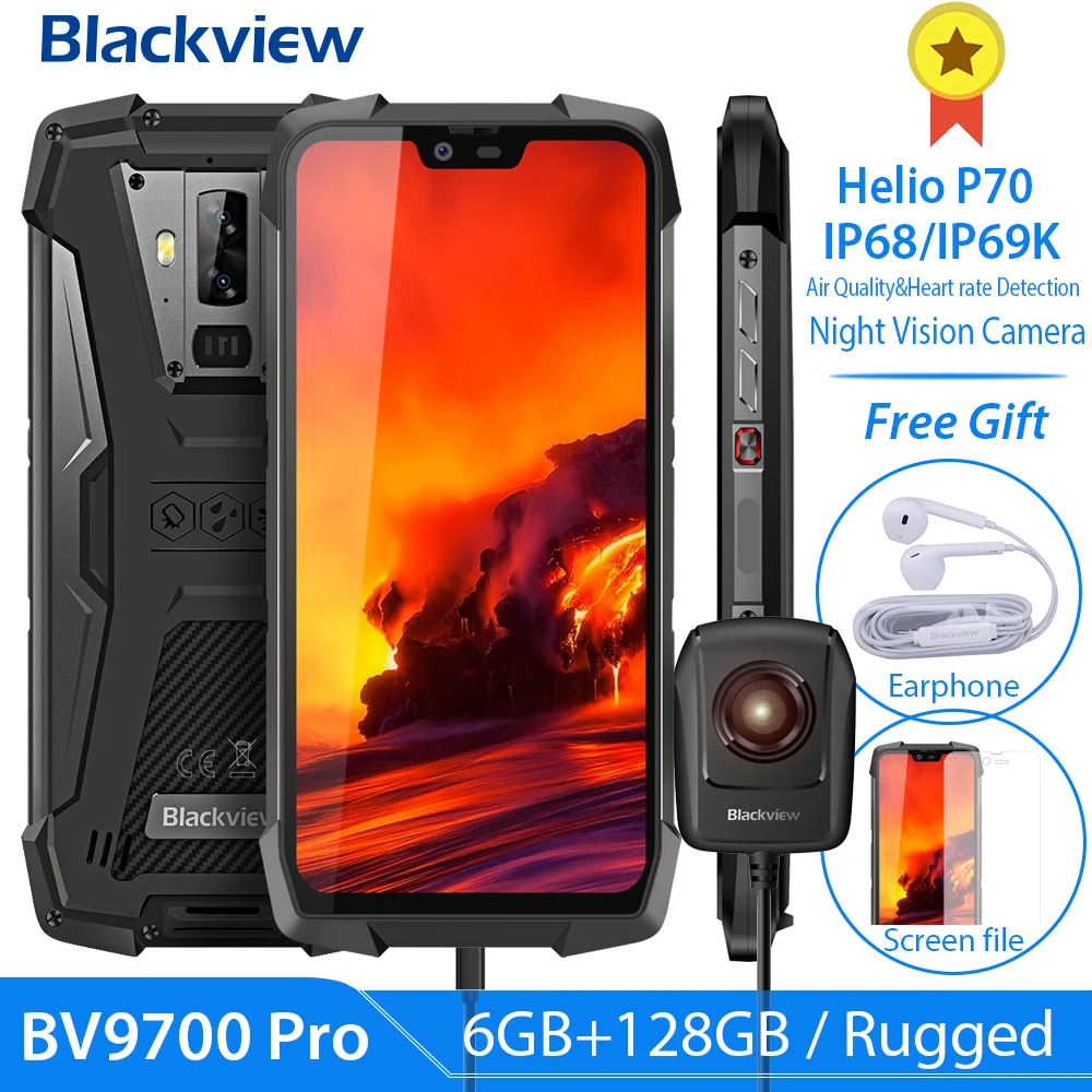Blackview BV9700 Pro IP68 Водонепроницаемый Helio P70 6 ГБ + 128 Гб Смартфон 16MP камера ночного