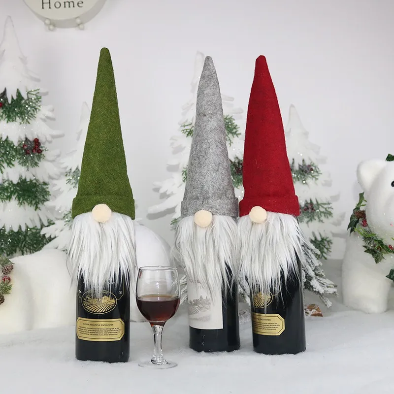 New Christmas Wine Bottle Cover Faceless Old Man Doll Wine Bottle Cover Christmas Champagne Decoration Wine Bag