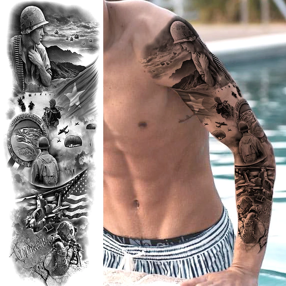Gangster Day of the Dead Tattoo Drawing: The Ultimate Guide to Realistic,  Washable Temporary Sleeves for Men, image size:1000x1000
