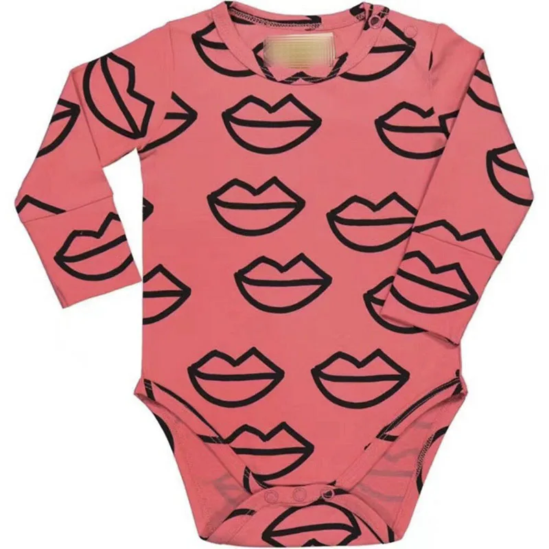 Moda Bebê Meninos Meninas Manga Longa Bodysuit Adorável Lábio Impressão Algodão Playsuit Alta Qualidade Novo Nascido Roupas Marca 2020 14 High Quality Mamãe e Bebê